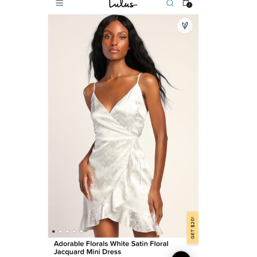 NWT Lulu’s Adorable Florals White Satin Floral Jaquard Mini Dress